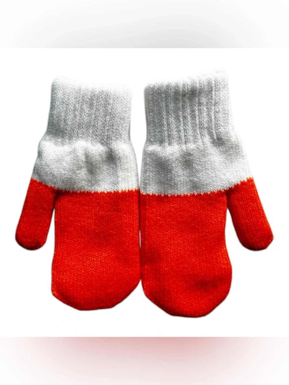 Silly Goose Orange and White Knit Mittens - Picture 4 of 4